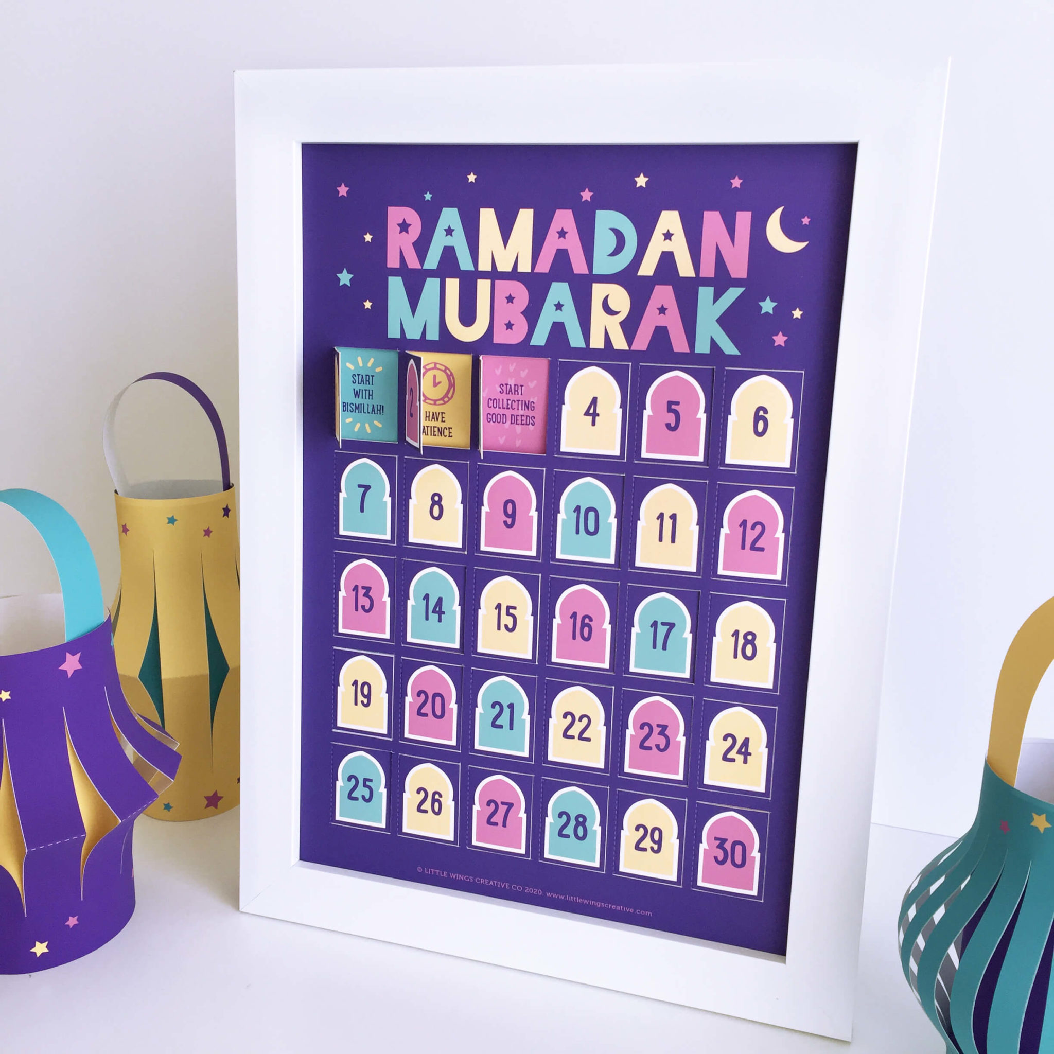 Ramadan Advent Calendar Purple Moon Stars Little Wings Creative 