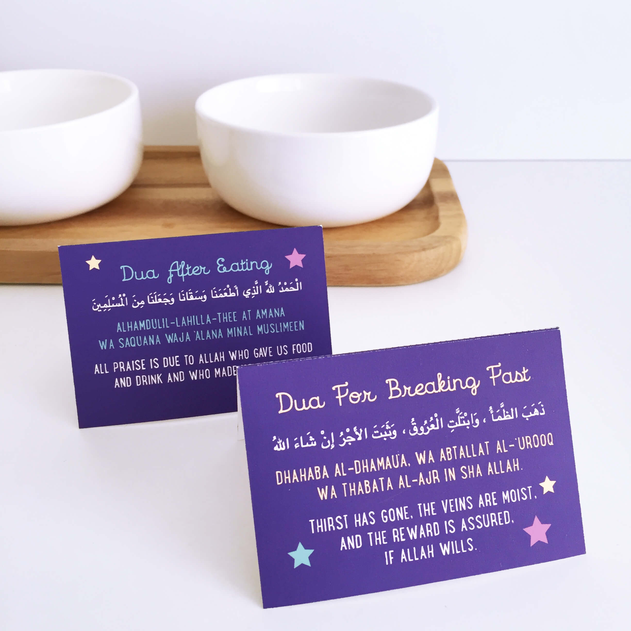 Ramadan Breaking Fast Dua Cards Purple Moon Star