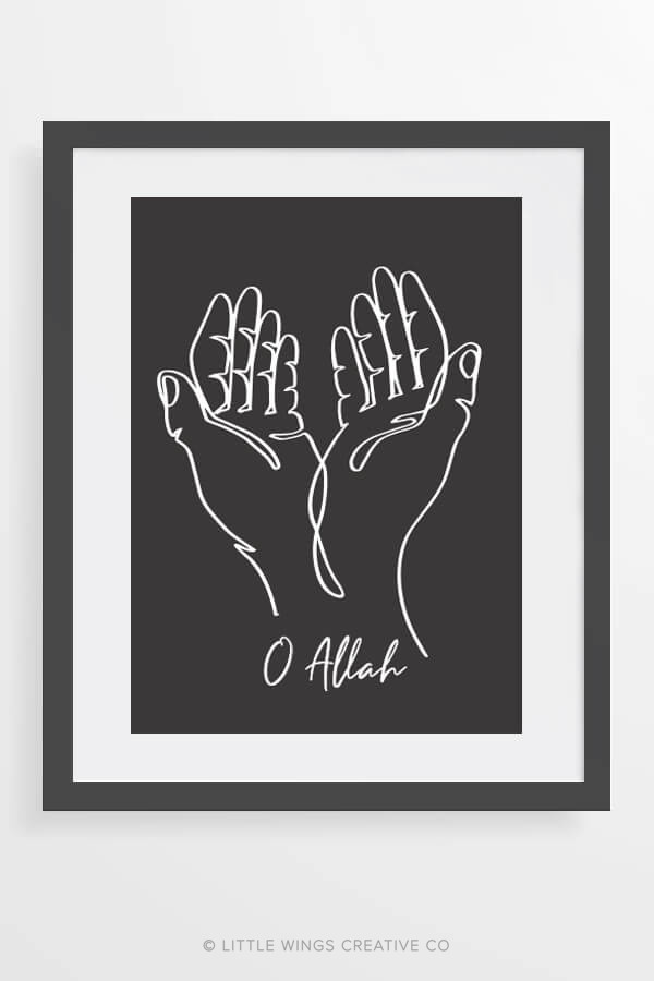 Dua Hands Frame Islamic Printable Black