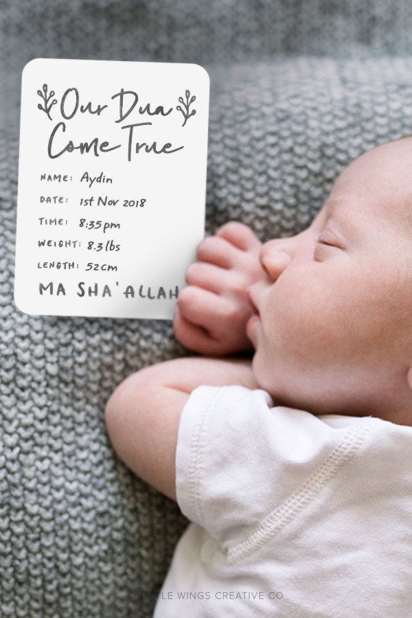 Muslim Baby Milestone Cards Watercolour