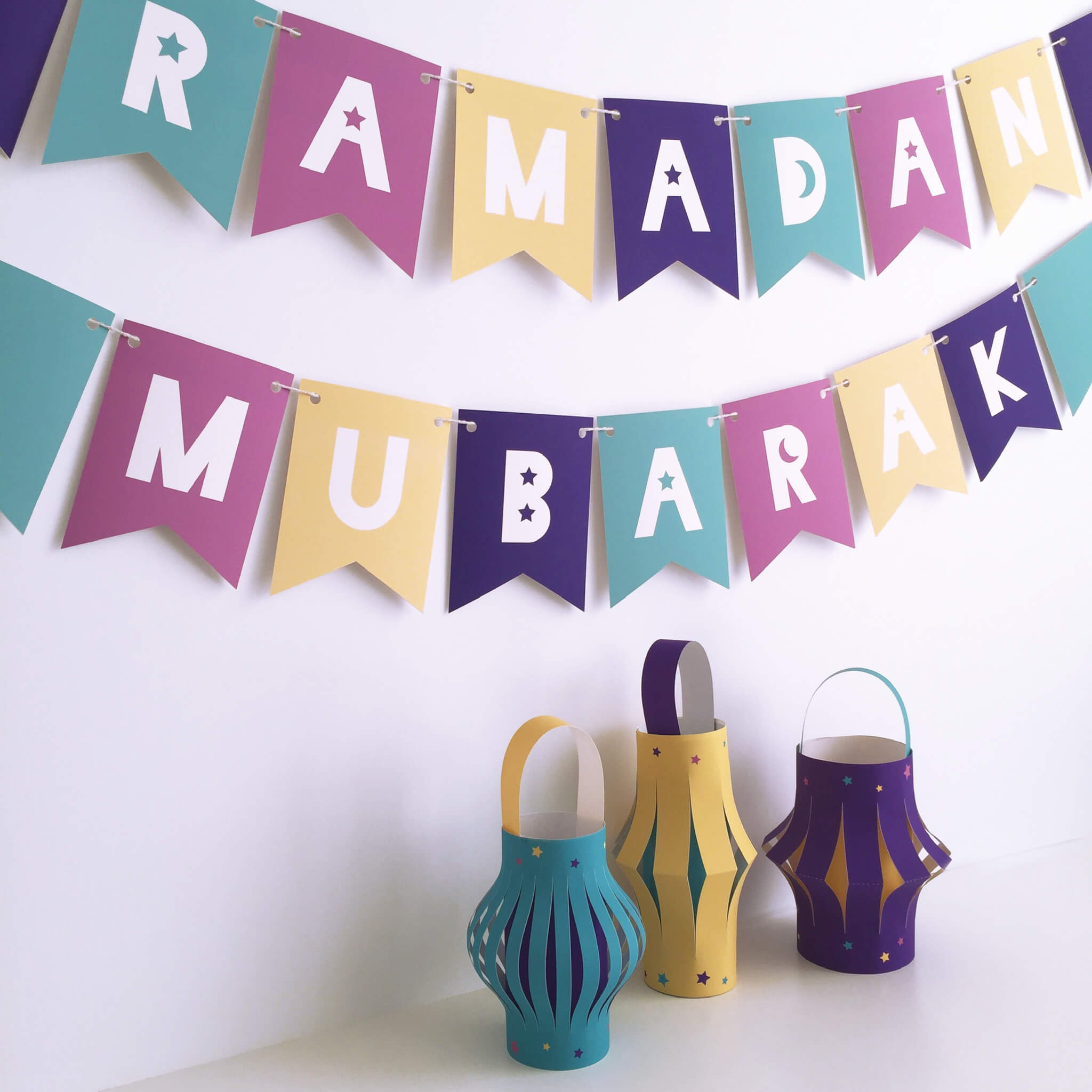 Ramadan Mubarak Banner Printable Moon Star • Little Wings Creative