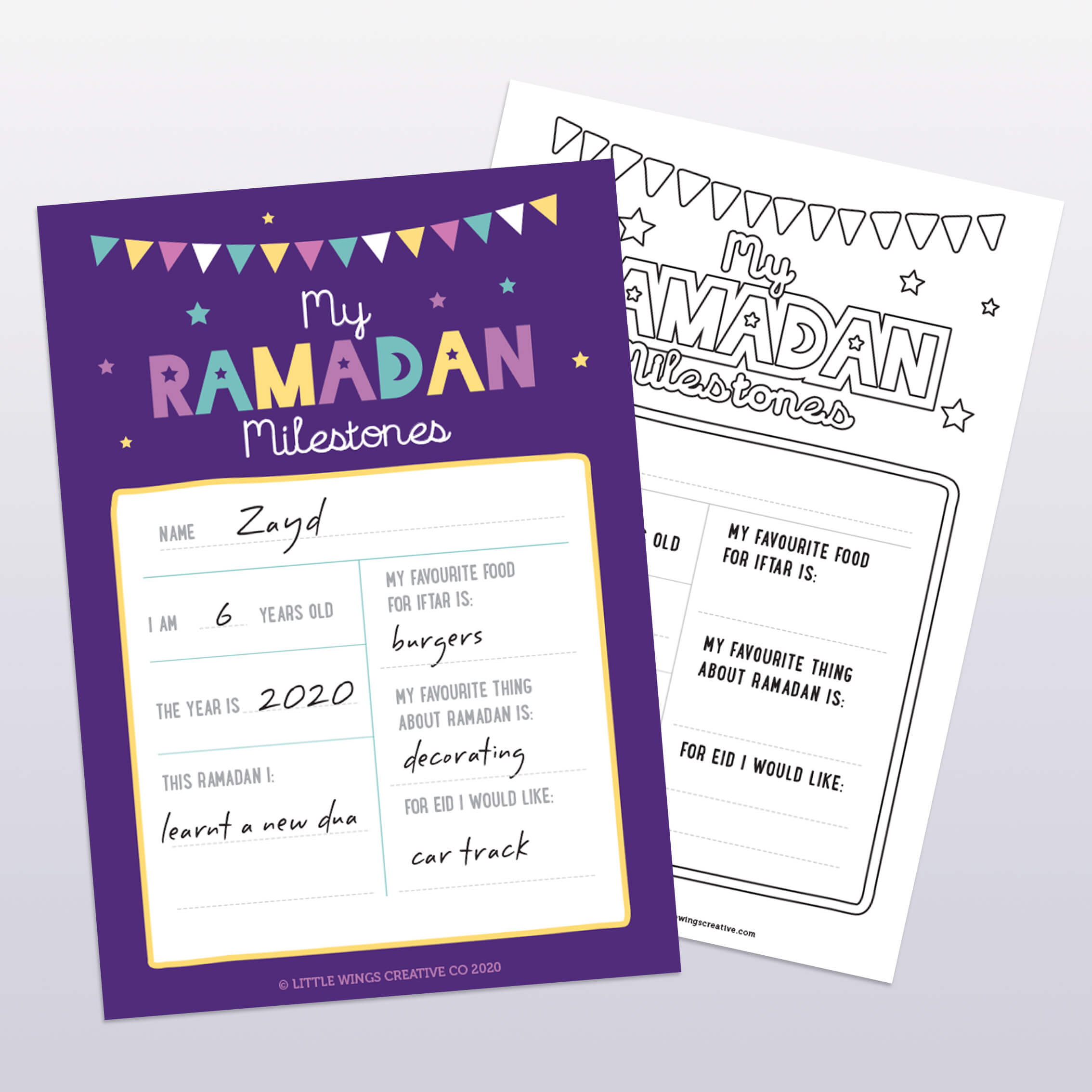 Ramadan Milestones Printable Purple Moon Star 1