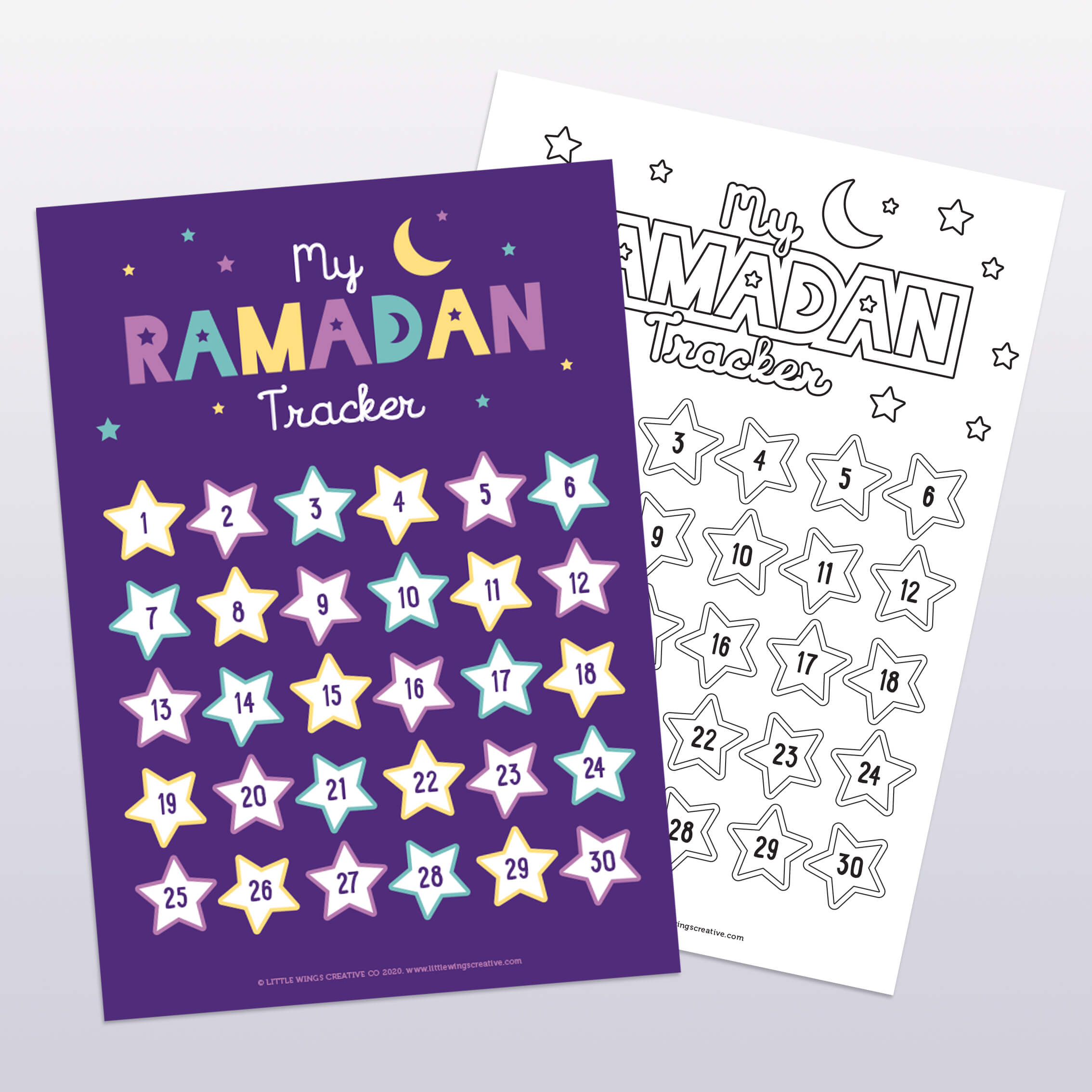 Ramadan Tracker Printable Purple Moon Stars