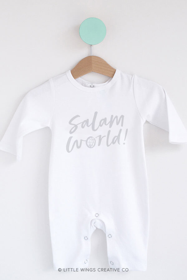 Salam World White Muslim Baby Bodysuit Grey